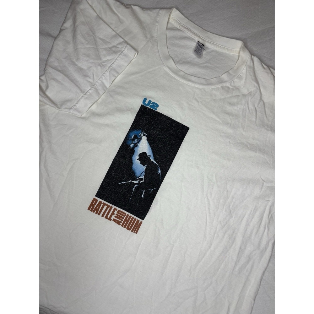 U2 Rattle and Hum T-Shirt Large 2001 Standard American Tee White Made In USA